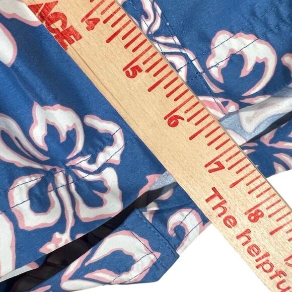 Brooks Brothers Hawaiian Swim Trunks Size Medium 6.5” Inseam Floral Blue Pink - Picture 6 of 7